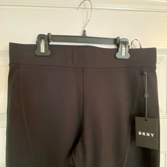 DKNY - woman’s leggings, black with faux leather. Size M - Picture 8 of 8